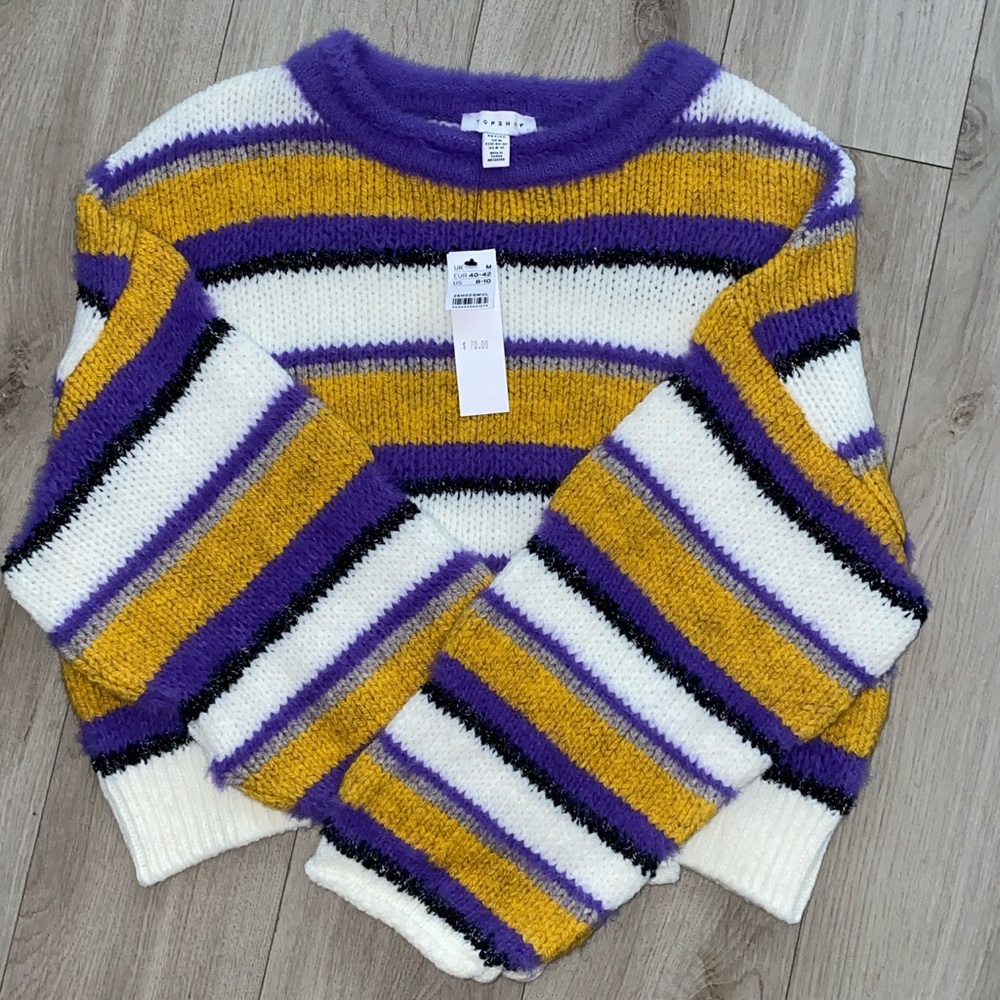 Purple and white sweater